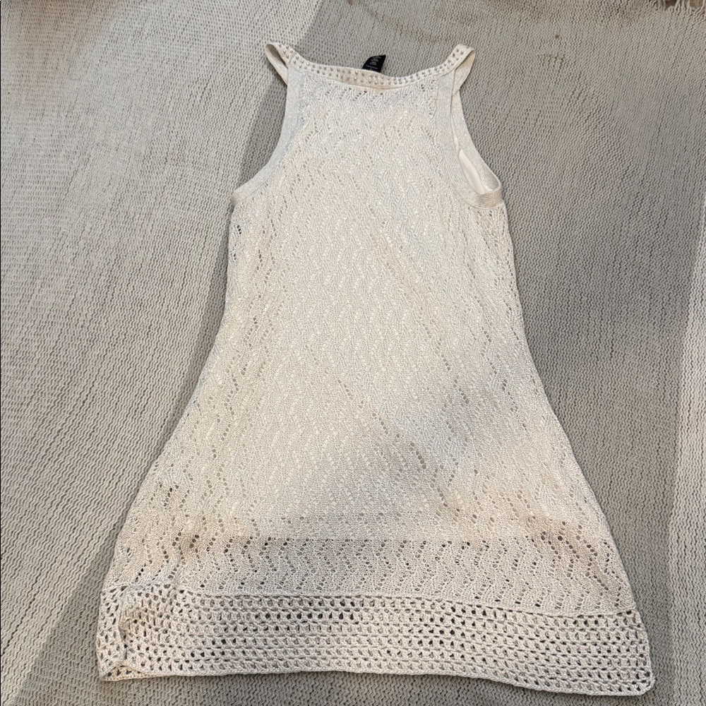 White House Black Market White Crochet Mini Dress size small - Picture 3 of 3